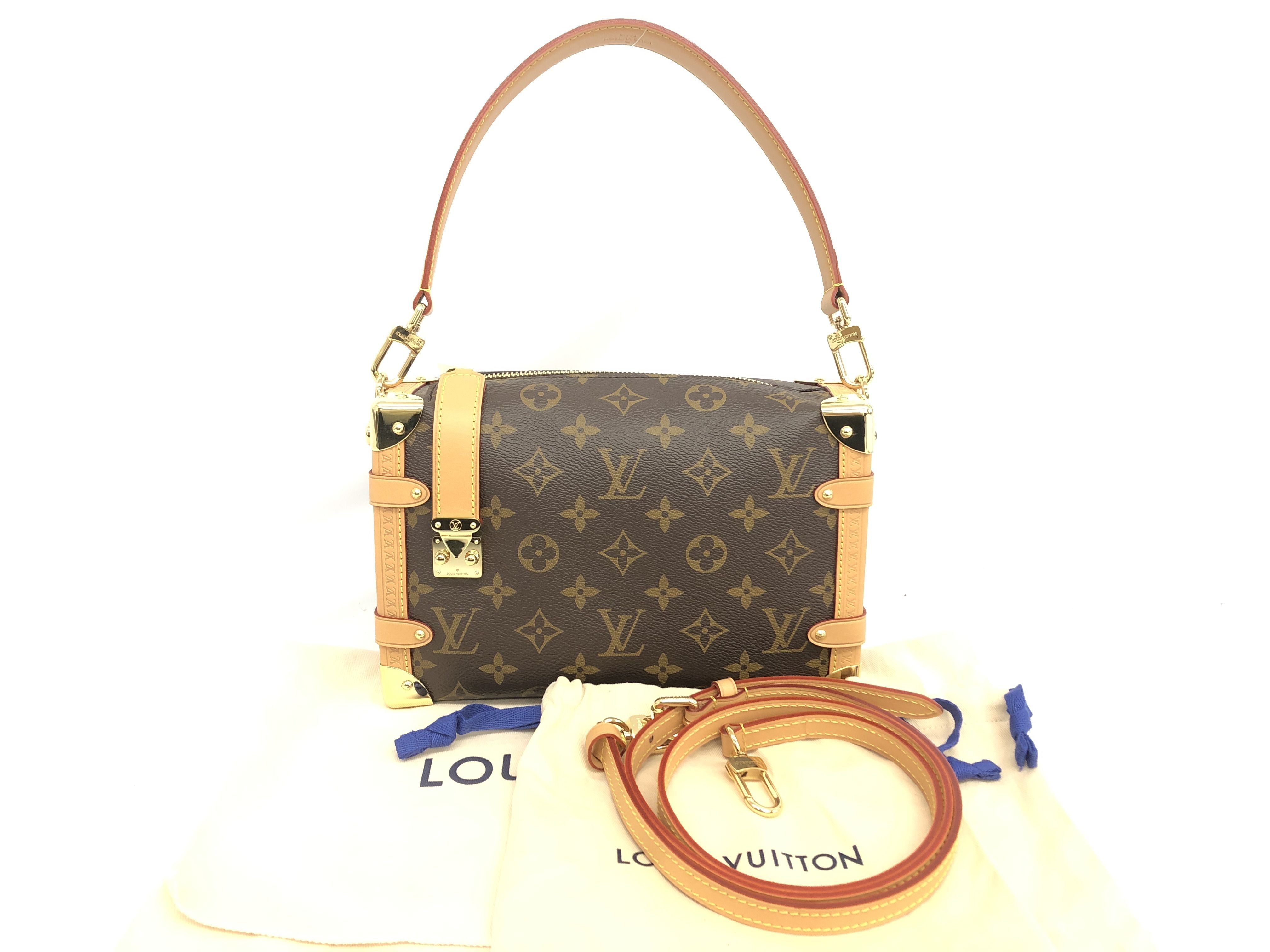 Louis Vuitton Side Trunk Handbag Monogram Canvas PM Brown