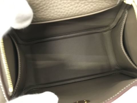 HERMES Mini Lindy Taurillon Etoupe GP metal fittings U engraving shoulder bag