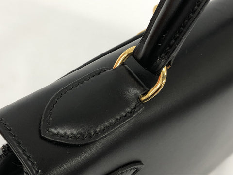 HERMES Kelly Kelly 28 shoulder box calf 〇Y engraved black handbag