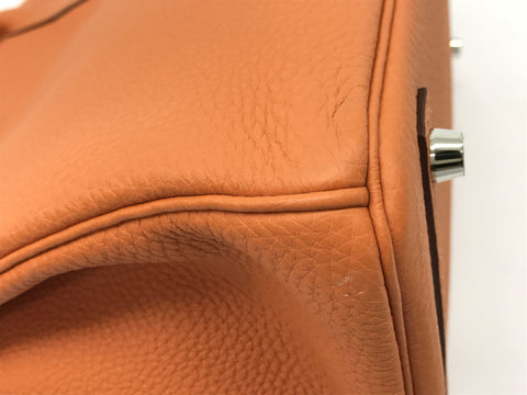 HERMES Birkin 30 Orange Taurillon/SV Hardware Handbag