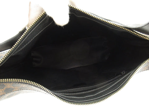 CELINE Celine/one shoulder bag/circle metal fittings/macadam/PVC/black shoulder bag