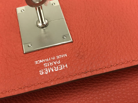 HERMES Kelly 32 Red Orange Series T Engraved Shoulder Bag