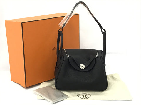 HERMES Lindy 26 Taurillon Clemence Cabin × Silver metal fittings U stamp New unused item With metal fittings protective seal Protective cloth (complete) Rain cover Booklet Bag Box Handbag