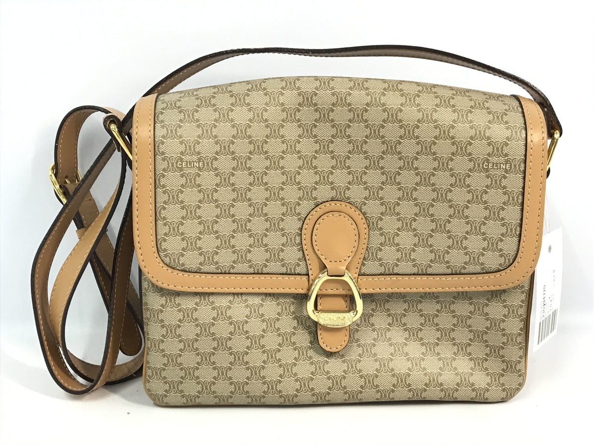 CELINE Macadam Beige Shoulder Shoulder Bag