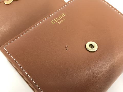 CELINE Triomphe folding wallet brown × gold wallet