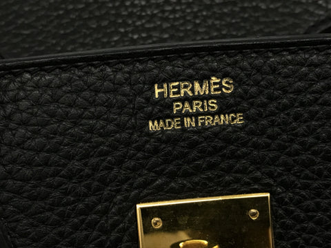 HERMES Birkin Birkin 35 Taurillon Clemence □P black handbag