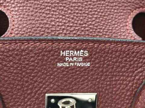 HERMES Birkin Birkin 30 red series □J carved silver hardware Togo handbag