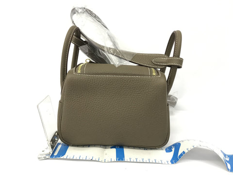 HERMES Mini Lindy Taurillon Etoupe GP metal fittings U engraving shoulder bag