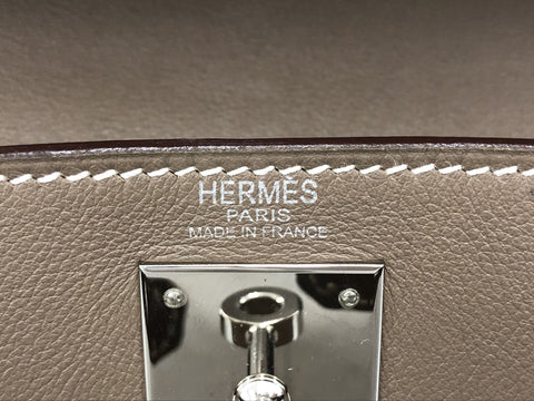 HERMES Kelly Kelly 28 Etoupe SV metal fittings □K engraved handbag