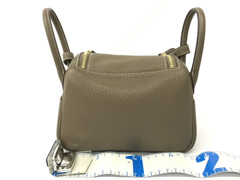 HERMES Lindy Mini Taurillon Clemence Etoupe GP Y Shoulder Bag