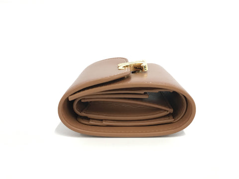 CELINE Triomphe folding wallet brown × gold wallet