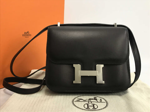 HERMES Constance III Mini Black A Engraved SV Hardware Black Shoulder Bag