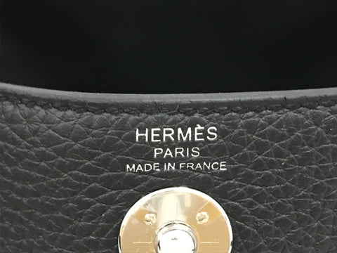 HERMES Mini Lindy Taurillon Clemence Black B Engraved SV Metal Fittings With Rain Cover With Paper Bag Shoulder Bag