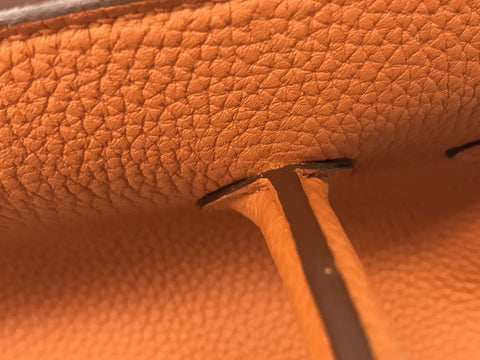 HERMES Birkin 30 Orange Taurillon/SV Hardware Handbag