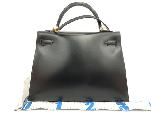 HERMES Kelly Kelly 32 box calf/black/□L/handbag with shoulder