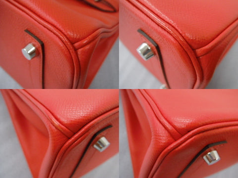 HERMES HERMES Birkin 30 red Epson SV metal fittings D carved seal handbag handbag