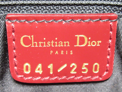 Dior Christian/one shoulder bag/maris pearl/flower embroidery/beads/satin/bordeaux shoulder bag