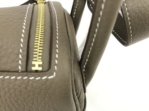 HERMES HERMES Mini Lindy Taurillon Clemence Etoupe GP metal fittings B engraving shoulder bag shoulder bag