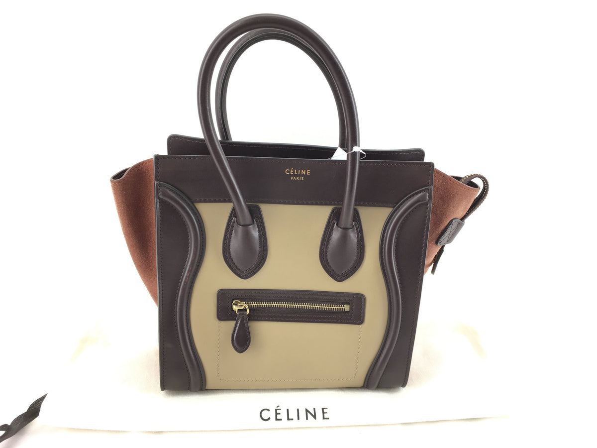 CELINE CELINE Handbag Luggage Micro Shopper Calfskin BR/BE Handbag