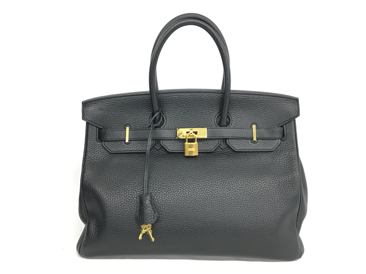 HERMES Birkin Birkin 35 Taurillon Clemence □P black handbag