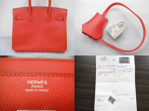 HERMES HERMES Birkin 30 red Epson SV metal fittings D carved seal handbag handbag