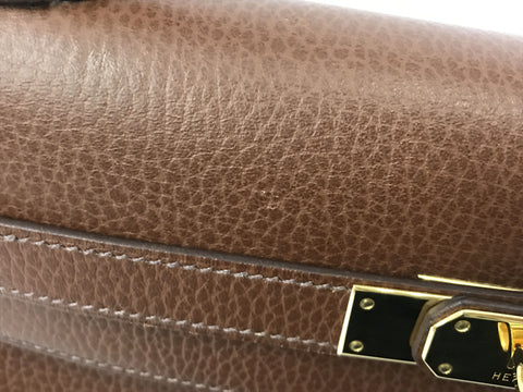 HERMES Kelly Kelly 32 Ardennes Brown GP B Handbag