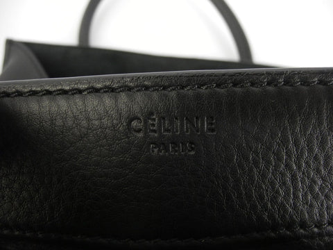 CELINE CELINE Luggage Micro Shopper Tricolor Stitch Black Calf Leather Handbag Handbag