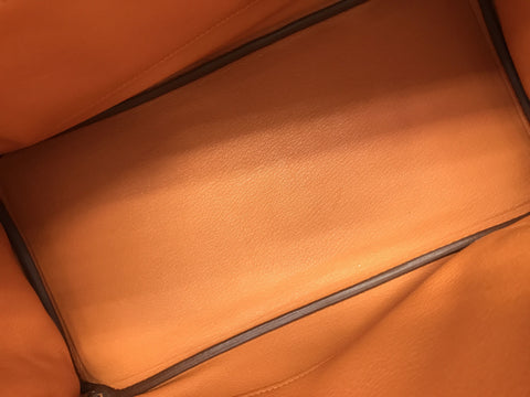 HERMES Birkin 30 Orange Taurillon/SV Hardware Handbag