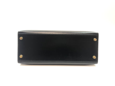 HERMES Kelly 28 box calf black GD new hardware □D stamped handbag