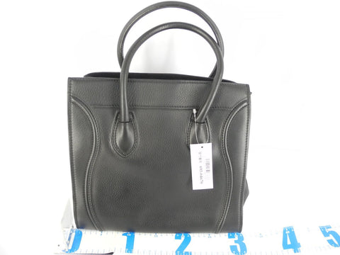 CELINE CELINE Luggage Micro Shopper Tricolor Stitch Black Calf Leather Handbag Handbag