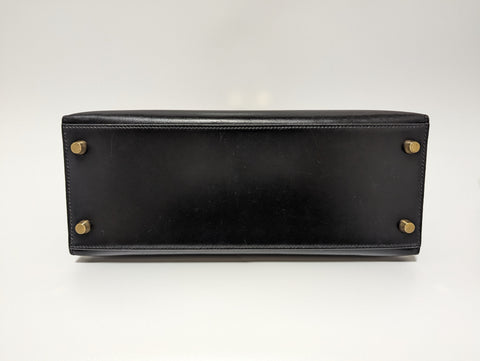 HERMES Kelly 28 box calf black GD new hardware □D stamped handbag