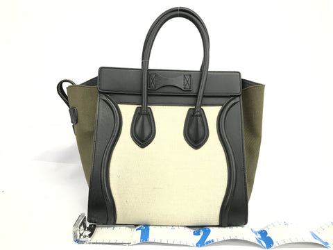 CELINE Micro Shopper Luggage Bag Canvas x Leather Handbag