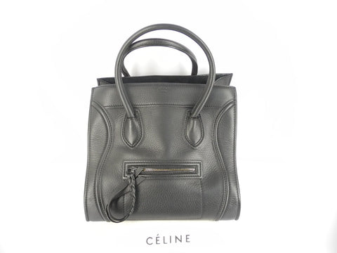 CELINE CELINE Luggage Micro Shopper Tricolor Stitch Black Calf Leather Handbag Handbag