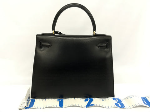 HERMES Kelly HERMES Kelly 28 box calf outer sewing GD metal fittings 〇U carved seal handbag