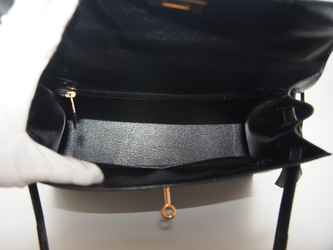 HERMES Kelly 28 box calf outer sewing black GD hardware handbag