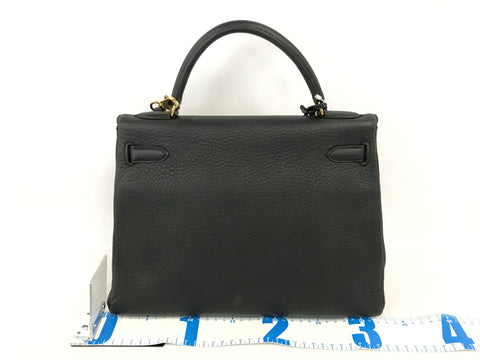 HERMES Kelly Kelly 32 taurillon noir GD metal fittings □A handbag