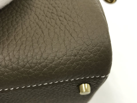 HERMES HERMES Mini Lindy Taurillon Clemence Etoupe GP metal fittings B engraving shoulder bag shoulder bag