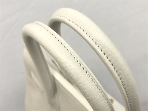 HERMES Birkin Birkin 30 White Taurillon Clemence Gold Hardware T Engraved Bag Handbag