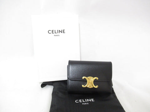 CELINE COMPACT WALLET TRIOMPH/SHINY CALFSKIN WALLET