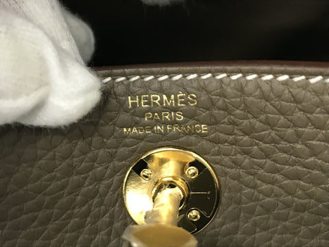 HERMES Mini Lindy Taurillon Etoupe GP metal fittings U engraving shoulder bag