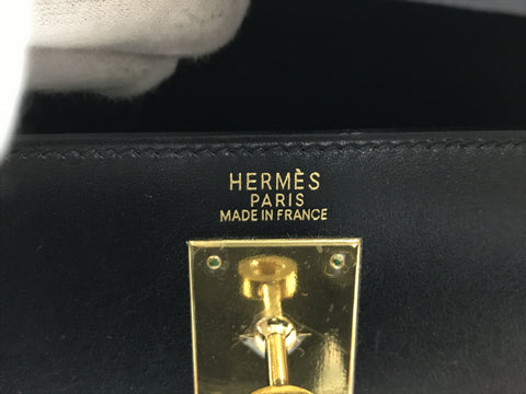 HERMES Kelly Kelly 32 box calf □F engraving black handbag