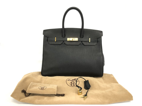 HERMES Birkin HERMES Birkin 35 fjord black gold metal fittings D: 2000 handbag