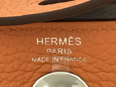 HERMES Lindy Mini Orange Taurillon Clemence Silver Hardware U Engraved Shoulder Bag