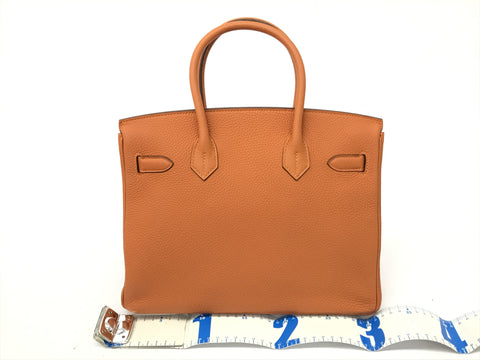 HERMES Birkin 30 Orange Taurillon/SV Hardware Handbag