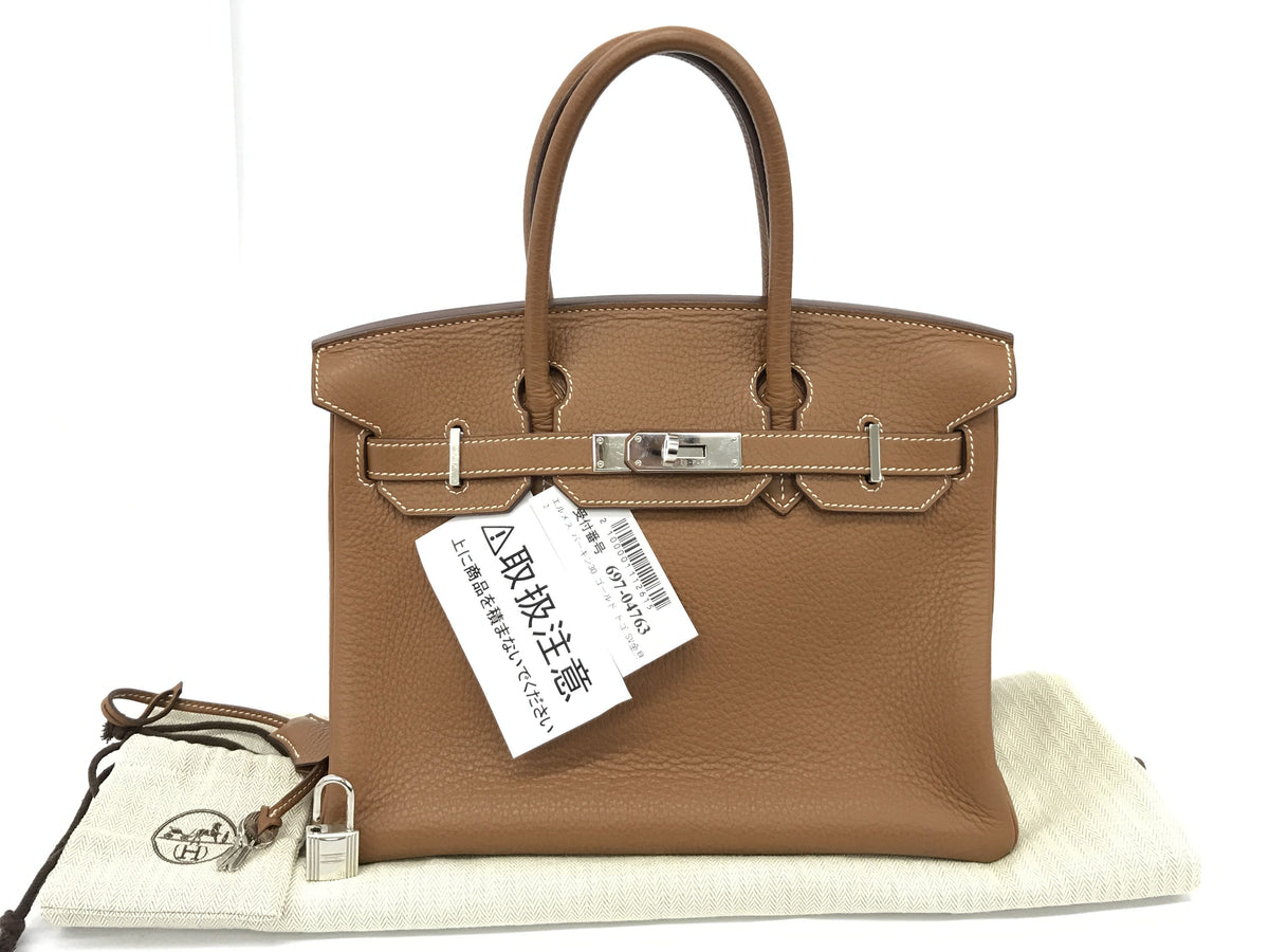 HERMES Birkin Birkin 30 Gold Togo SV Metal Fittings □N Engraved Handbag