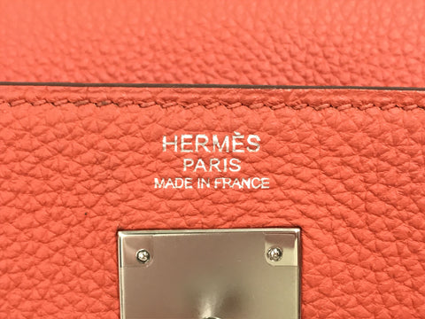 HERMES Kelly 32 Red Orange Series T Engraved Shoulder Bag