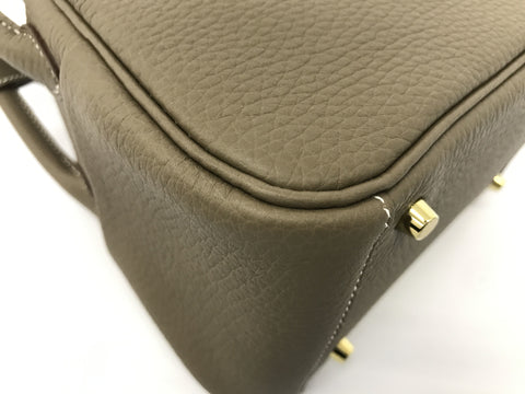 HERMES Mini Lindy Taurillon Etoupe GP metal fittings U engraving shoulder bag
