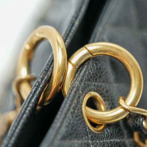 Chanel caviar skin Chein Shoulder bag tote no.7【A】