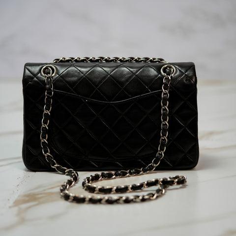 CHANEL CC Matelasse 23 Chain Shoulder Bag Leather Lambskin Double Flap Black Vintage Serial number starts from 4【A】