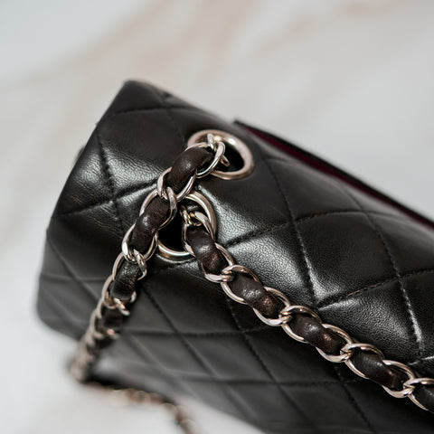 CHANEL CC Matelasse 23 Chain Shoulder Bag Leather Lambskin Double Flap Black Vintage Serial number starts from 4【A】